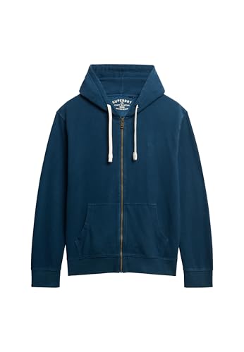 Superdry Chaqueta clásica con capucha esencial para hombre con cremallera, Insignia Azul, S