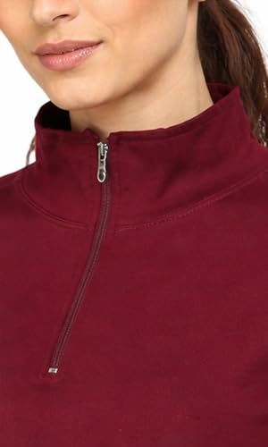 Image of Women's Cotton Regular Fit Tshirt Full Sleeve Zipper