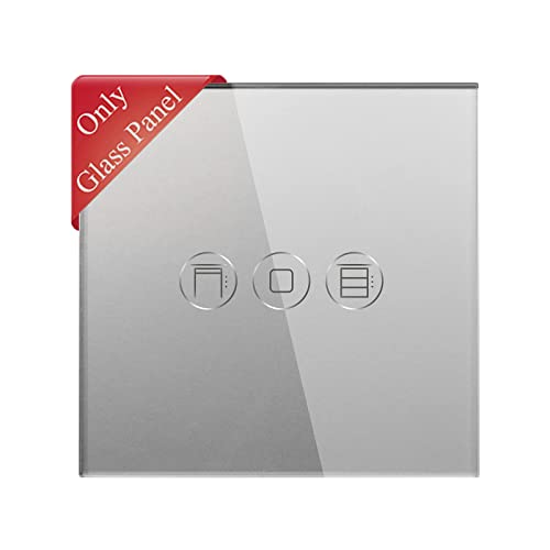 BSEED Interrupteur de volet roulant intelligent tactile WIFI Panneau en verre 1 Compartiment Gris 86mm