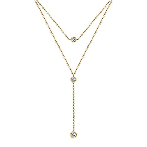 Preisvergleich Produktbild MNMXW Frauen mehrschichtige runde Kristall Anhänger Halskette Hochzeit Liebe Quaste Halskette-Gold