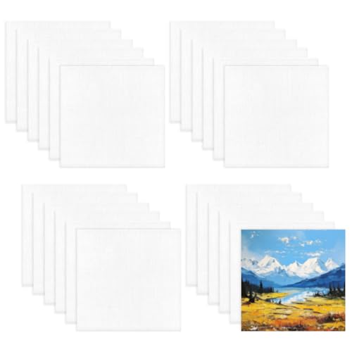 Set de 24 Lienzos para Pintar 10x10cm Canvas para Pintar Algodón sin Ácidos Lienzos Ligeros y Finos para Práctica Diaria & Pintura al Aire Libre Fáciles de Almacenar Ideales para Acrílico Óleo Bocetos