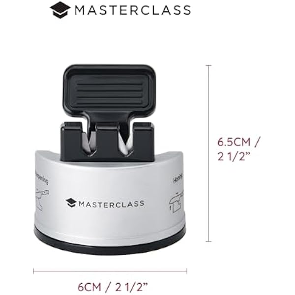 MasterClass Интеллектуальная двойная точилка для ножей с 2 лезвиями для заточки и шлифовки ножей из нержавеющей стали и керамики серебристая