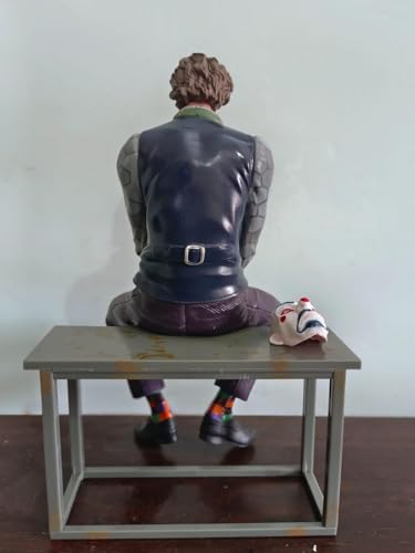 Image of 15 cm Joker Collectible Statue- Sitting Position, with Mask & Box, Dark Knight Comic Villain Model, for Car Dashboard, Attractive Showpiece, Gift-Worthy