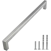 Modket Brushed Nickel Handle Pull 5 Pack 10-1/8" 256mm Hole Centers, 10-1/2" Overall Length Modern Kitchen Cabinet Door Drawer Hardware Dresser