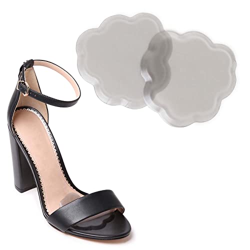 Foot Petals Scalloped Ball of Foot Cushions for Women with Long Lasting Pain Relief, High Heel Insert Metatarsal Pads to Prevent Sliding, Charcoal Gel, Medium