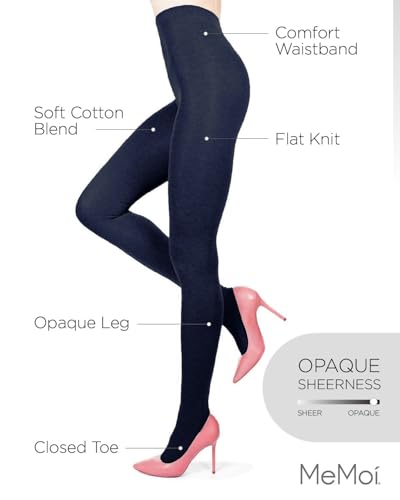 Image of MeMoi Brooklyn Flat Knit Cotton Tights for Women, Cozy and Stretchy Soft Sweater Tights - Sizes XS to 5x-6x