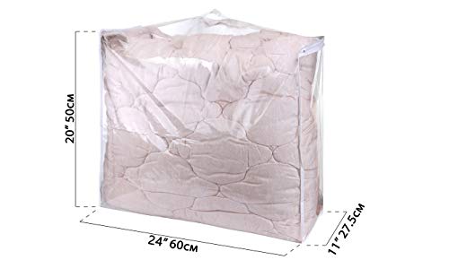 Diclavus Set Of 2 With Handles, Zippered Clear Vinyl Storage Bags 24X20X11 Inch, Organizer For Clothes, Space Saver Pvc Comforter Clear Storage Bags For Blanket, King Size Pillows,Linen Storage. #TOP2