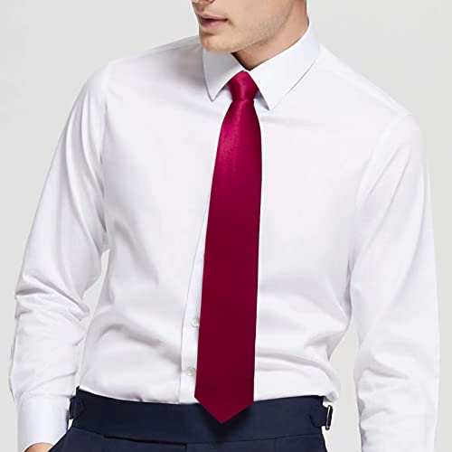 Image of Luckyvestir Mens Tie Solid Satin Neck Ties 3.15'' Formal Necktie for Wedding Business Christmas Father's Valentine's Day Gift