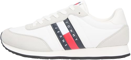 Tommy Jeans TJM Classic Runner EM0EM01709 - Tenis Bajos para Hombre, Color Blanco (Crudo), Talla 8 de Reino Unido, Blanco Crudo, 42 EU