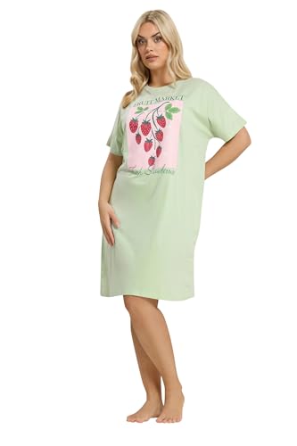 Image of Yours Curve Green 'Fruit Market' Sleep Tee Nightdress - Women's - Plus Size Curve