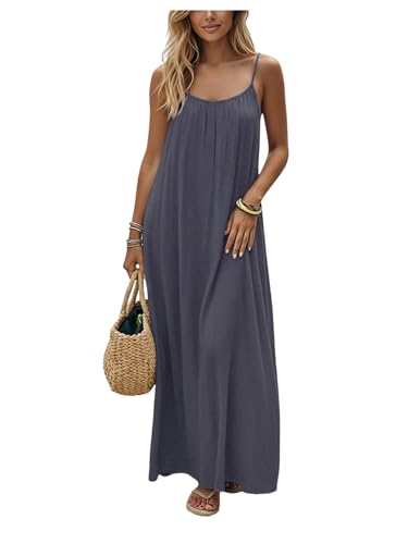 SHENHE Women's Open Back Spaghetti Strap Beach Maxi Dress