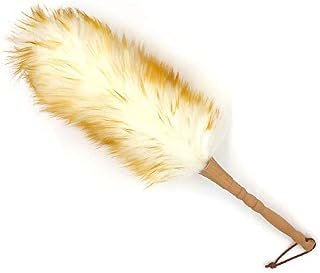 J&A Lambs Wool Duster with Solid Wooden Handle,Flexible Head,Leather Hang Strap,18.9 inchs Long,Comfortable