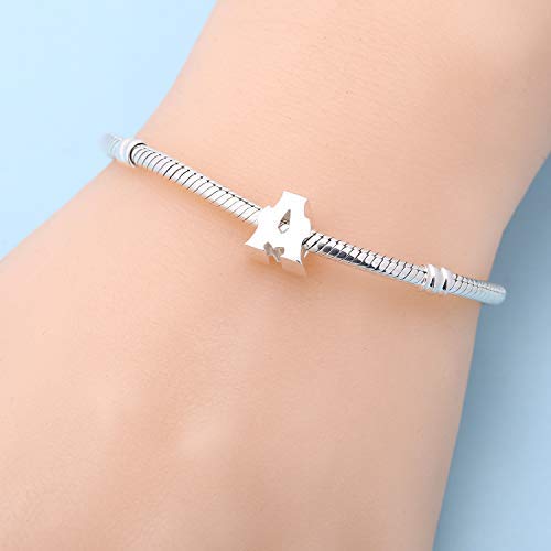 Fits Pandora Bracelet Alphabet Charms Authentic 925 Sterling Silver Letter Initial A-Z Alphabet Beads For Christmas (A) #TOP3