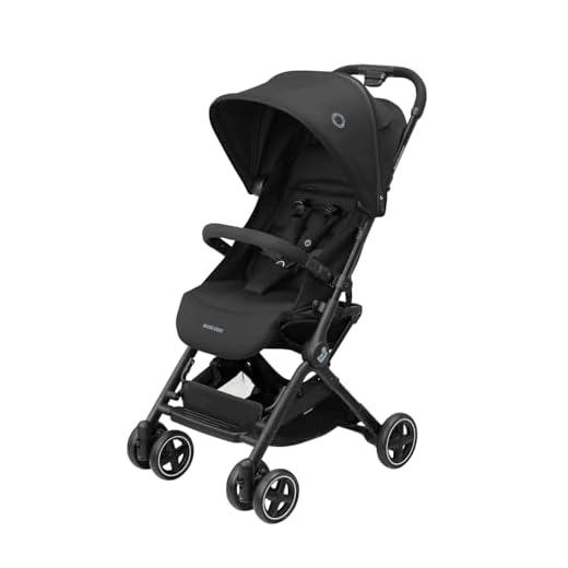 Maxi-Cosi Lara2 Baby Kinderwagen, 0–4 Jahre, 0–22 kg, federleichter, kompakter Buggy, 3 Liegepositionen, flache Liegeposition, klein zusammenklappbar, Schultergurt, Essential Black