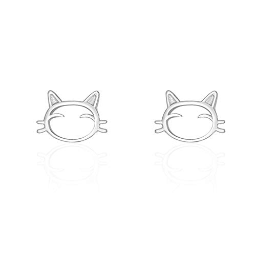 Tiny Cat Stud Earrings S925 Sterling Silver Minimalist Cute Animal Pet Small Cartilage Earring Studs Posts Ear Piercing Christmas Jewelry Hypoallergenic for Women