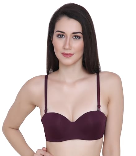 Image of GLAMORAS Women & Girls Demi Cup Bra | Nylon Spandex, Padded, Underwired Bra | Adjustable Detachable Straps, Low Coverage Demi Bra
