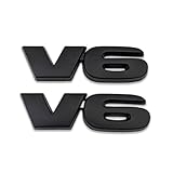2Pcs Metal V6 Logo Emblem 3D V-6 Engine Badge Sticker Sport Decal Car Trunk Replacement for Universal Vehicle (Black)