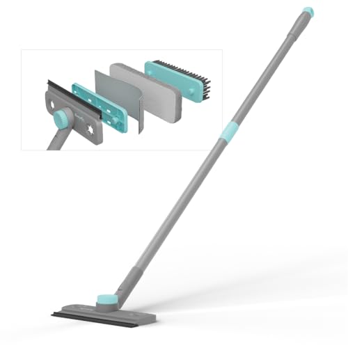 Image of Lifelong 4-in-1 Floor Cleaning Wiper Mop with Long Handle, 360 Degree Rotating Flat Mop for Home, Bathroom & Kitchen, Multi Surface Floor Cleaner with Scrubber Brush, Wet Dry Floor Wiper