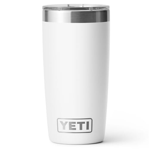 YETI Rambler Tumbler, Vacuum Insulated Stainless Steel Tumbler with Magslider Lid, White, 10 oz (296 ml)