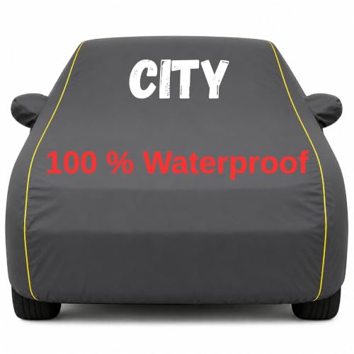 Image of Durable Full Body Waterproof City Car Cover | Premium Polyester Grey Cover | Custom Fit Vehicle Protection | UV Resistant, Dustproof, Scratch Resistant, Heat & Wind Protection