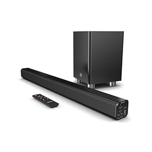 MAJORITY Home Cinema Soundbar for TV with Subwoofer I 3D Theater Surround Sound System with 150W and 2.1 Channel Speakers I Bluetooth, AUX, Optical, and USB with Auto Power Off Function I K2 Black