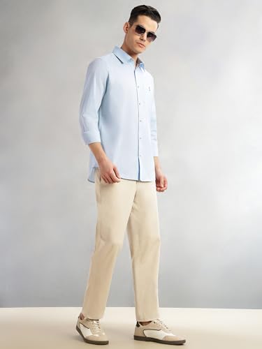 Image of Thomas Scott Mens Cricket Club Collection Slim Fit Casual Shirt | 100% Cotton Ripstop Fabric | Long Sleeves | Spread Collar | Solid Design
