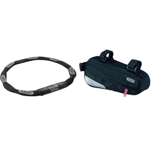 ABUS Kettenschloss 8808C - stabiles Zahlenschloss aus speziell gehärtetem Stahl & Fahrradtasche Oryde ST 2200 - Rahmentasche mit Klettbandverschluss