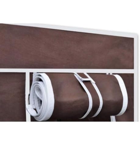 Image of Collapsible Wardrobe Closet for Clothes Storage, 8 Shelf Portable Fabric Almirah, Foldable Clothes Organizer with Plastic Frame, Space Saving Cupboard for Bedroom (Brown)