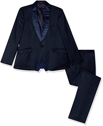 Image of Raymond Polyester Blend Men's Full Sleeve Contemporary FIT Dark Blue Formal Suit