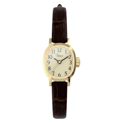 Montre femme 17 mm Timex Cavatina dorée avec son bracelet marron discret