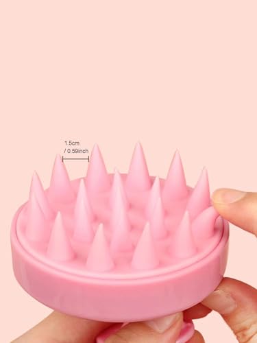 Image of NFI essentials Hair Comb Brush Head Scalp Massager Scrubber, Adults Children Thick /Thin Hair, Mold-Free Solid Silicone for Healthy Hair Growth Dry Scalp Dandruff (Pink)