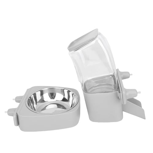 NOENNULL Distributeur d'eau Alimentaire Suspendu pour Animaux de Compagnie, Utilisation Polyvalente pour Chats et Chiens, Matière Plastique (Gris)