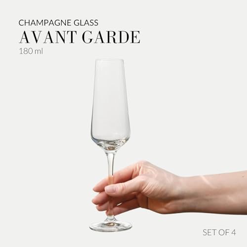 Krosno Crystal Champagne Flutes, Set of 4, 180 ml, Avant-Garde Collection, Classic Shape for Timeless Style, Ideal for Mimosas, Prosecco, Sparkling Wine, Dishwasher Safe | Lead-Free Crystal Glass - Image 4