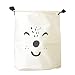 XYDZ Cesto para la Ropa Plegable Cestas de Ropa Impermeable Algodón de Lino Bolsas Almacenamiento para Colada Tela Cestos Juguete Ropa Sucia Redondo Organizador con Asas Cordón - Blanco