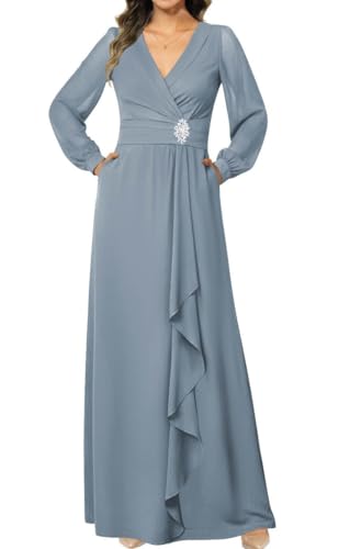 Robe demoiselle d'honneur mousseline ZMKI716 manches longues confort