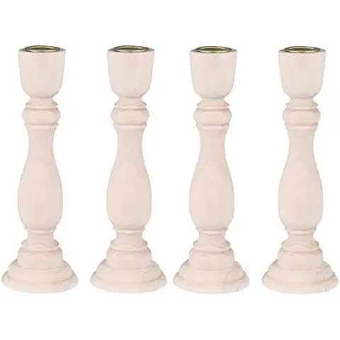 Artibetter 4Pcs Candelabros de Madera Cónicos Decorativos Cover