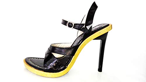 Sandali in pelle nera con tacco alto Nero Size: 39...