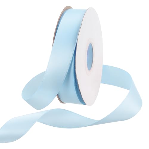 Rebower 25 Yard Satin Ribbon Thick Double Face Grosgrain Silk Ribbon, [for Gift Wrapping, Hair Bows, Wedding, Cake, Flower] - 0.8"(2cm)/Light Blue