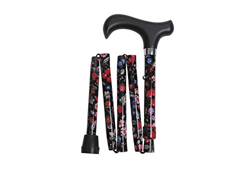 Thuasne - MaPetiteCanne fantaisie - Canne colorée - Ajustable - Pliable en 5 parties - A poignée Derby en bois - Avec dragonne et pochette - Accompagne les...