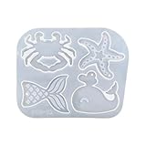 Stampo in silicone antiaderente con disegni di vita marina, ideale per progetti e parti di gioielli