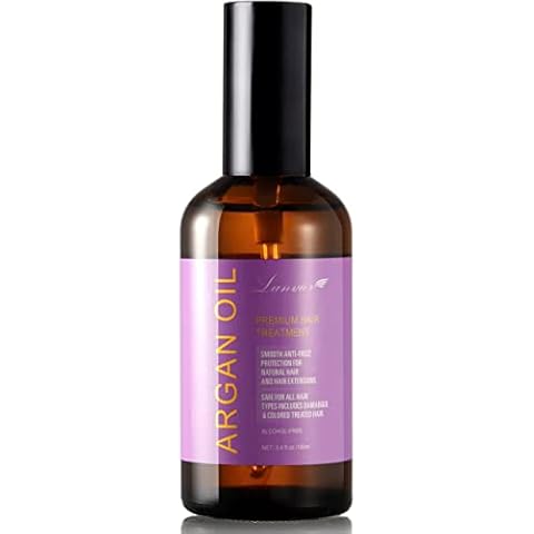 LANVIER Hair Treatment Oil, Argan Oil for Hair & Scalp Protection To Smooth, Repair Frizzy and Damadged Hair 3.4Oz Cover