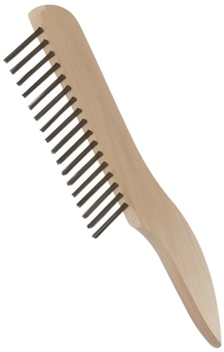 Image of Weiler 44100 0.012 inch Wire Size, 5 inch Brush Length, 10 inch X 3 /8 inch Block Size, 1 X 17 No. of Rows, Steel Bristles, Hardwood Block, Shoe Handle Scratch, Made in the USA (Pack of 12)