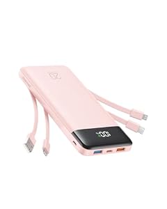 charmast Portable Charger Built-in Cables, 20000mAh Power Bank 6-Output