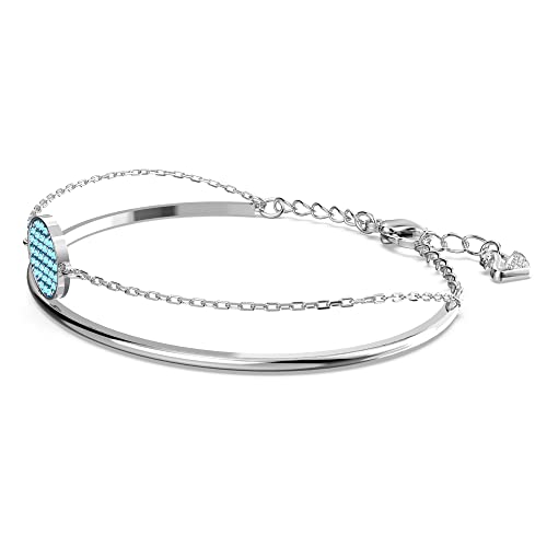 Swarovski Swaorvski Ginger Bangle Bracelet With Light Blue Crsytal Pavé On A Circle Motif And A Rhodium Finish Setting, Part Of The Ginger Collection #TOP3