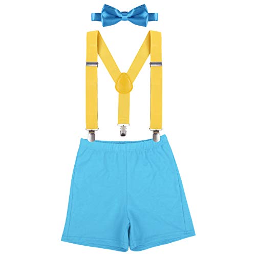 IBTOM CASTLE Baby Boys 1st/2nd Birthday Cake Smash Outfit Suspenders Bloomers Bowtie Set Fishing Party Clothes