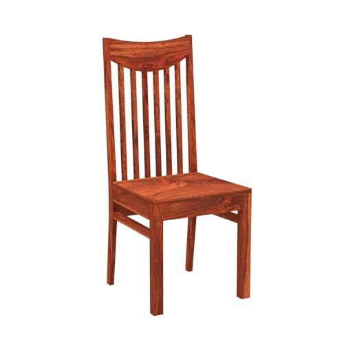 Image of Moon Wooden Dining Chairs Set of 2 for Kitchen & Dining Room, Two Seats, Solid Sheesham Wood, Honey Finish