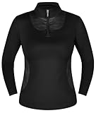 Equinate Damen Funktionsshirt Glide - leichtes Langarmshirt für Reitsport und Training - atmungsaktiv elastisch und angenehm weich auf der Haut L Schwarz
