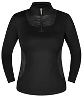 Equinate Damen Funktionsshirt Glide - leichtes Langarmshirt für Reitsport und Training - atmungsaktiv elastisch und angenehm weich auf der Haut M Schwarz
