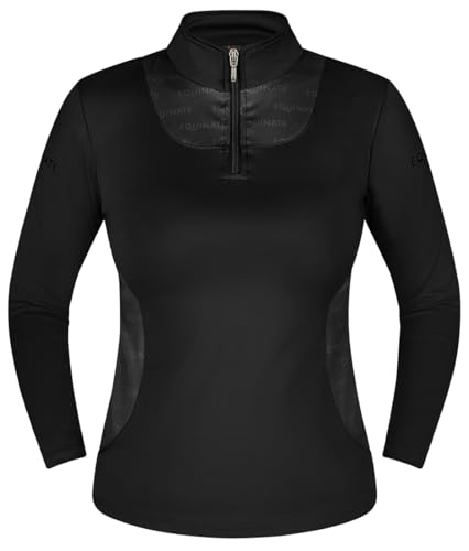 Equinate Damen Funktionsshirt Glide - leichtes Langarmshirt für Reitsport und Training - atmungsaktiv elastisch und angenehm weich auf der Haut XS Schwarz