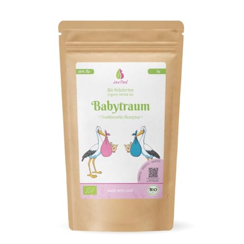 JoviTea Babytraum Tee BIO Klapperstorch Traditionelle Rezeptur - spezielle Kräutermischung aus kontrolliert biologischem Anbau. 100% natürlich und ohne Zusatz von Zucker - 75g